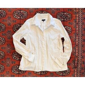 Talbots Women's Tag Size 10P Solid White Button Front Shirt